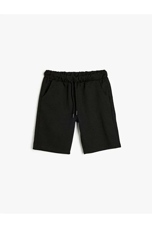 Детские шорты для мальчиков хлопковые Basic Laced Waist Pocket Shorts Koton, Black