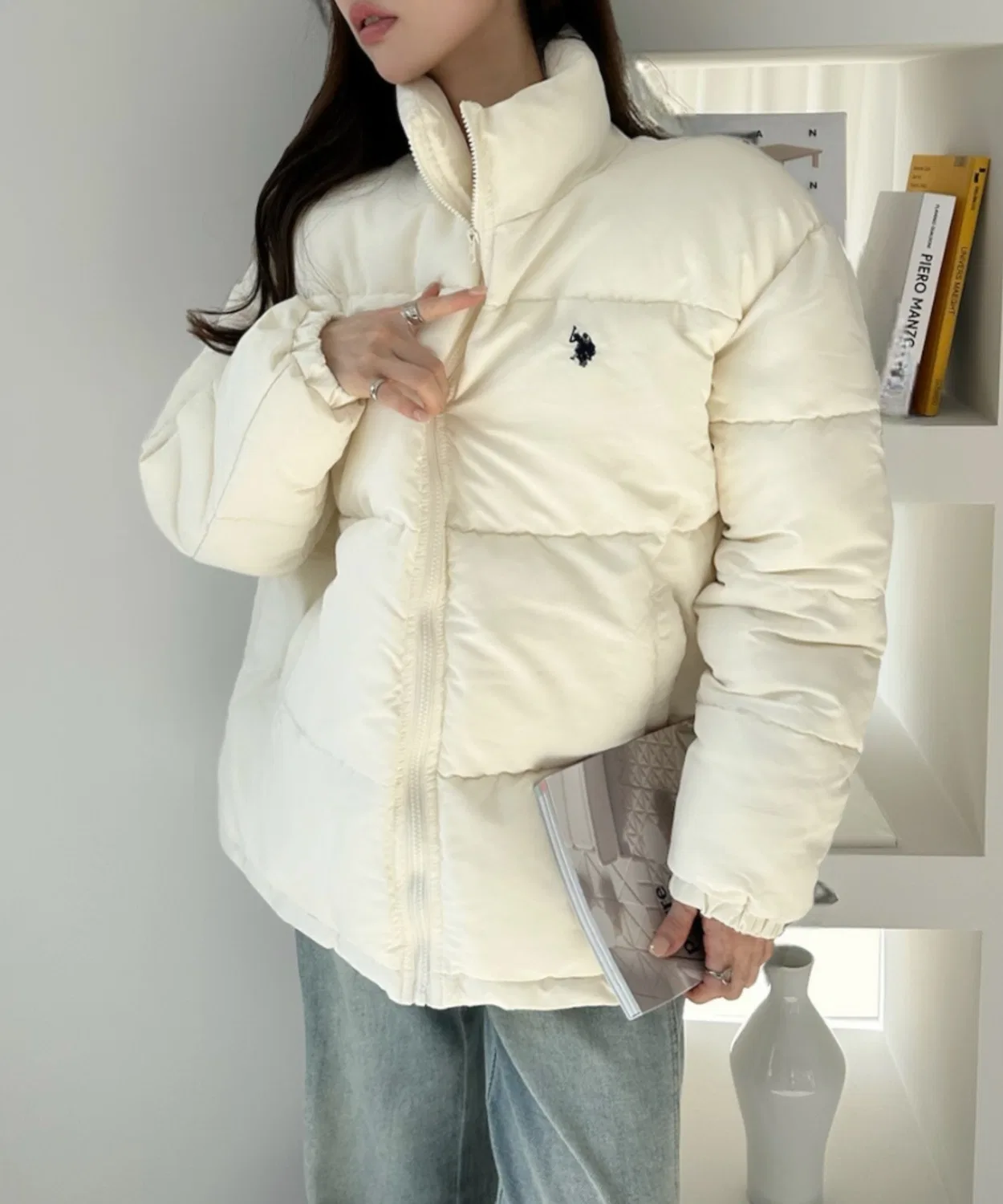 Женская стеганая куртка с полированным блеском U.S. POLO ASSN., Ivory — фото 4