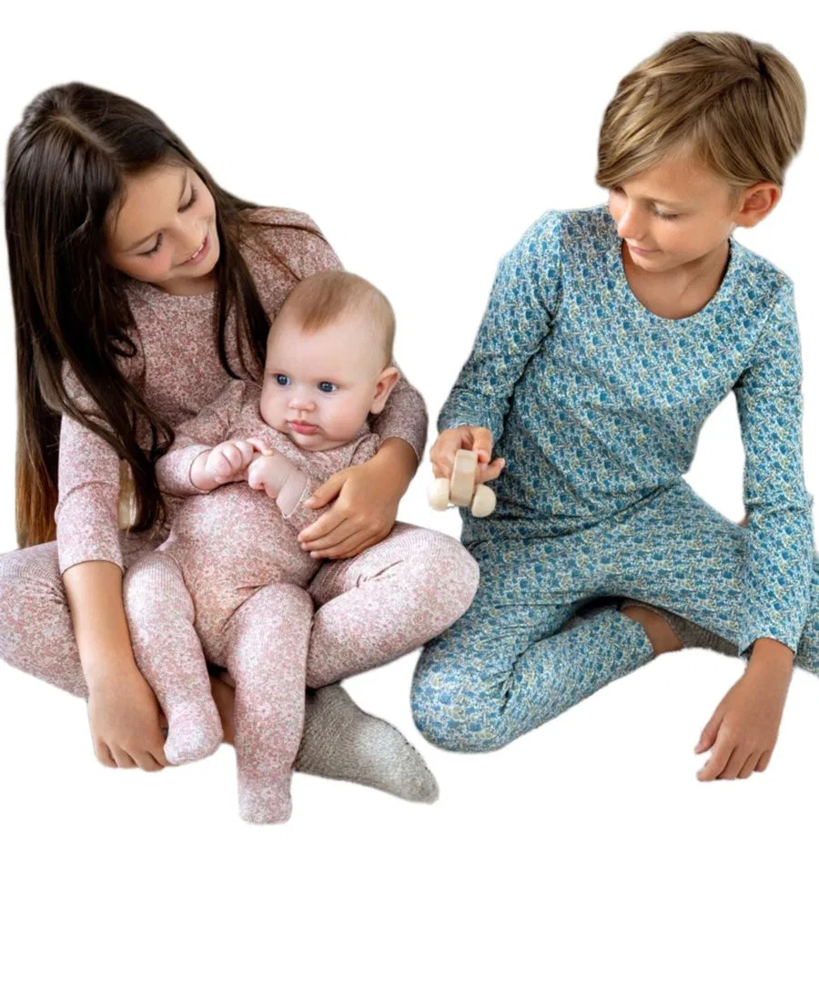 Комплект пижамы с цветочным принтом, с длинным рукавом NoggiWear, Blue Floral — фото 3