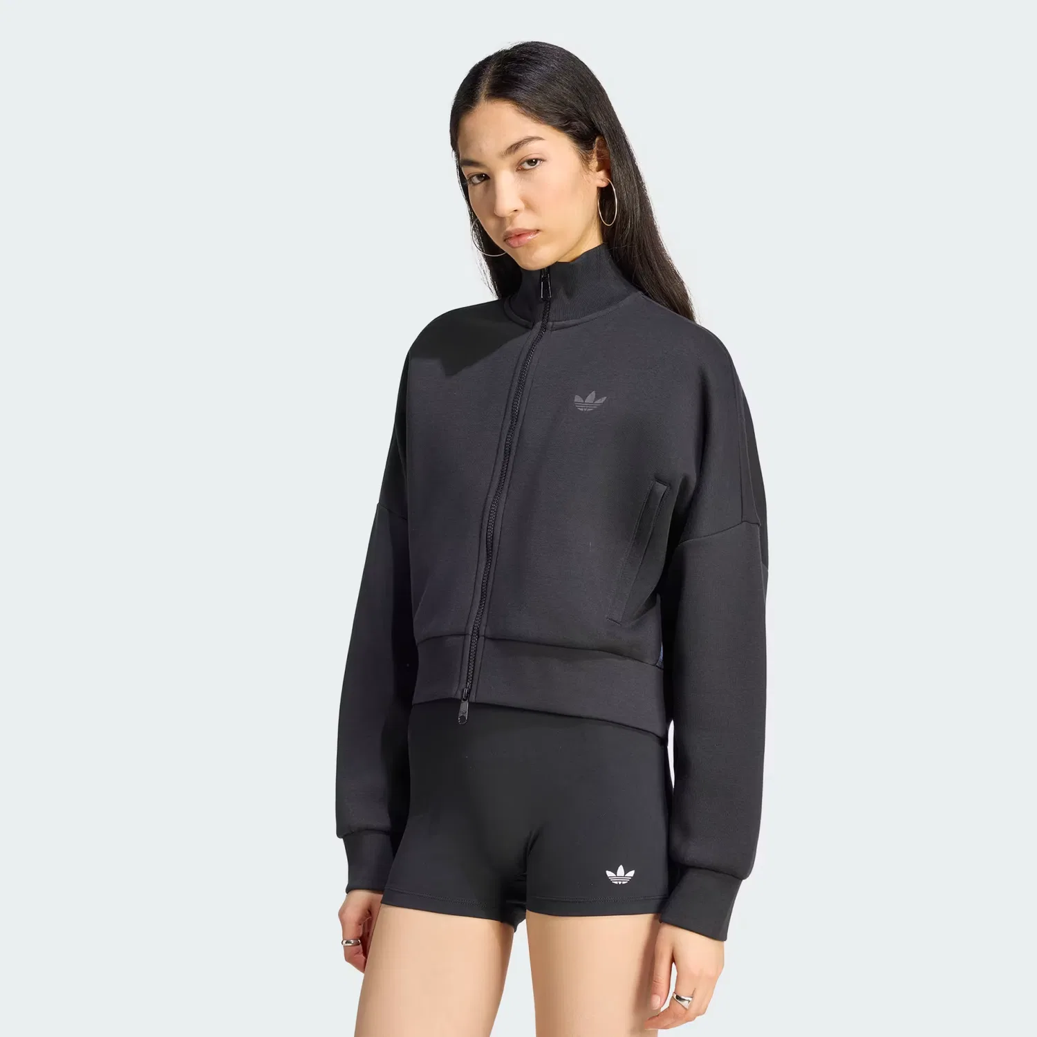 Женская спортивная куртка свободного кроя Spacer Tracktop Adidas Originals, черный/черный с отражающим эффектом/темно-серый