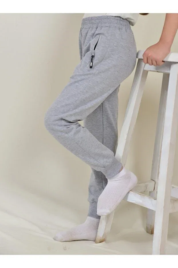 Детские спортивные штаны для девочек серые с манжетами Kidspitircik, Gray