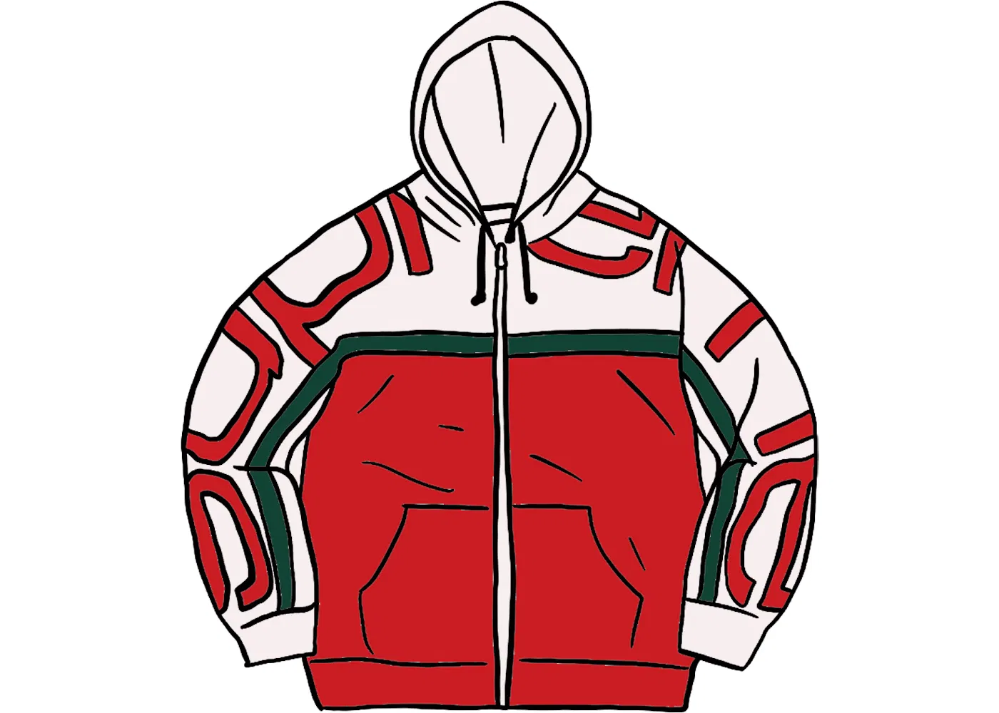 Мужская худи с принтом Supreme Zip Up, Red