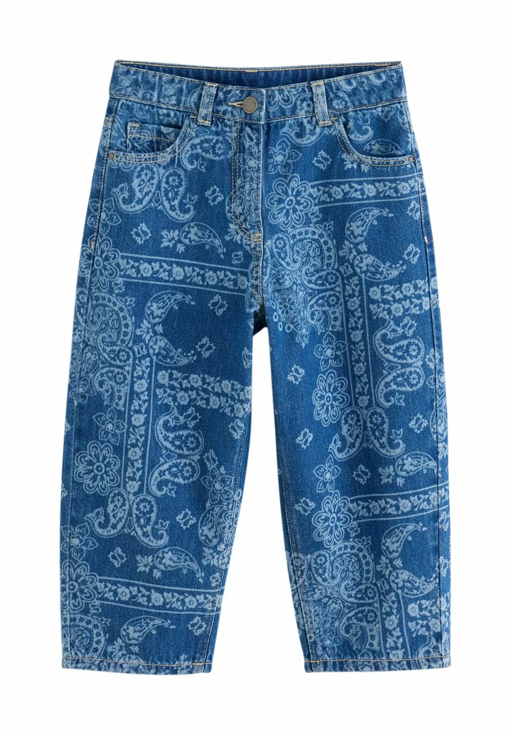 Джинсы с принтом в виде бочки - джинсы свободного кроя Next, Blue Denim Lazer — фото 4