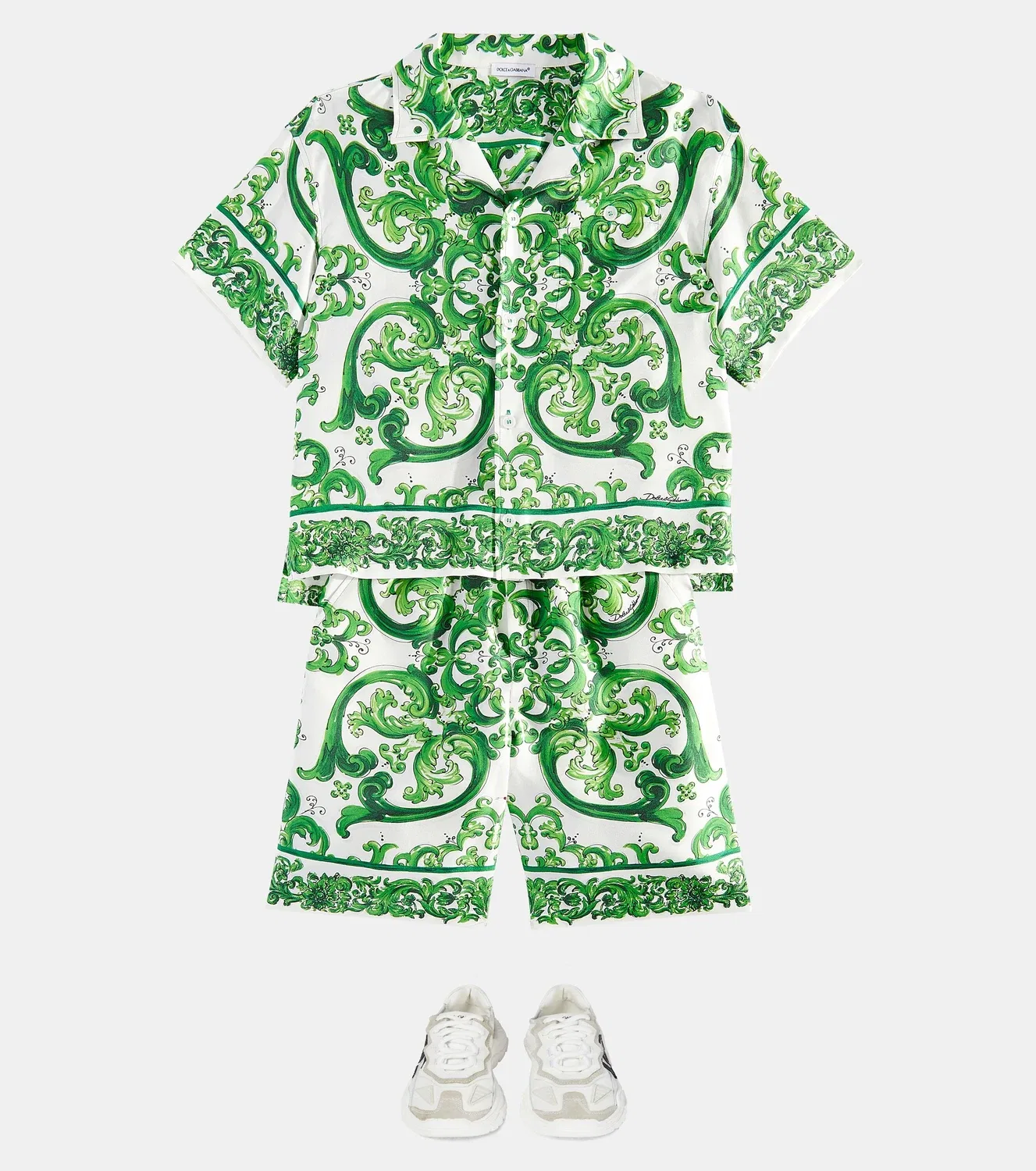 Шорты из шелка с принтом Dolce&Gabbana Kids, зеленый — фото 2