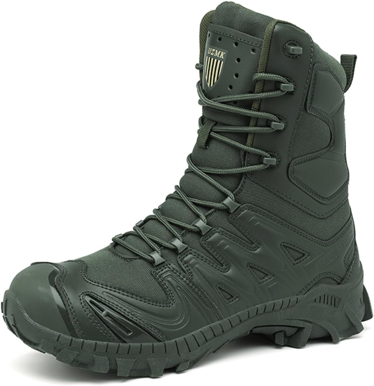 

Мужские тактические боевые ботинки с боковой молнией, повседневные, для активного отдыха, альпинизма, треккинга, камандос, армейские, для пустыни и джунглей, для походов с рюкзаком Qklmwes, зеленый