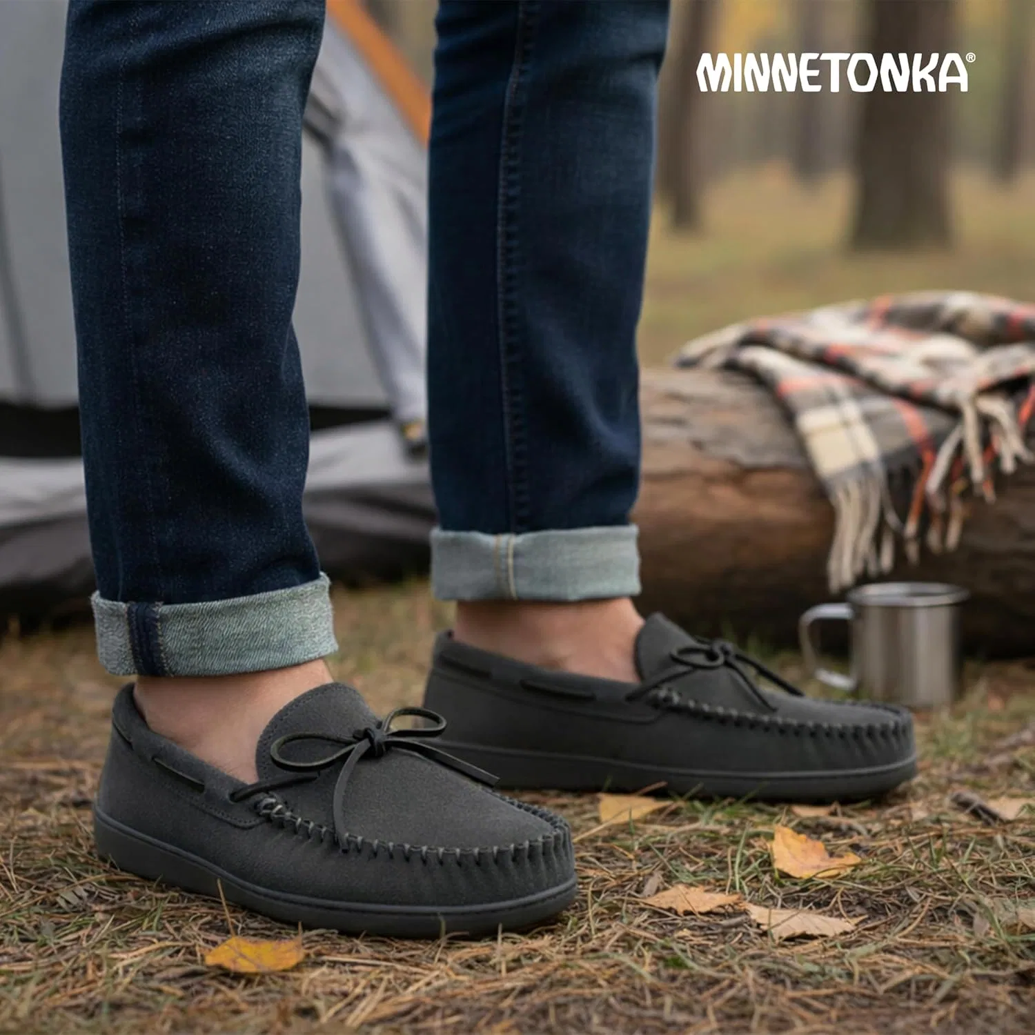 Мокасины-тапочки с подкладкой Minnetonka, Charcoal — фото 3