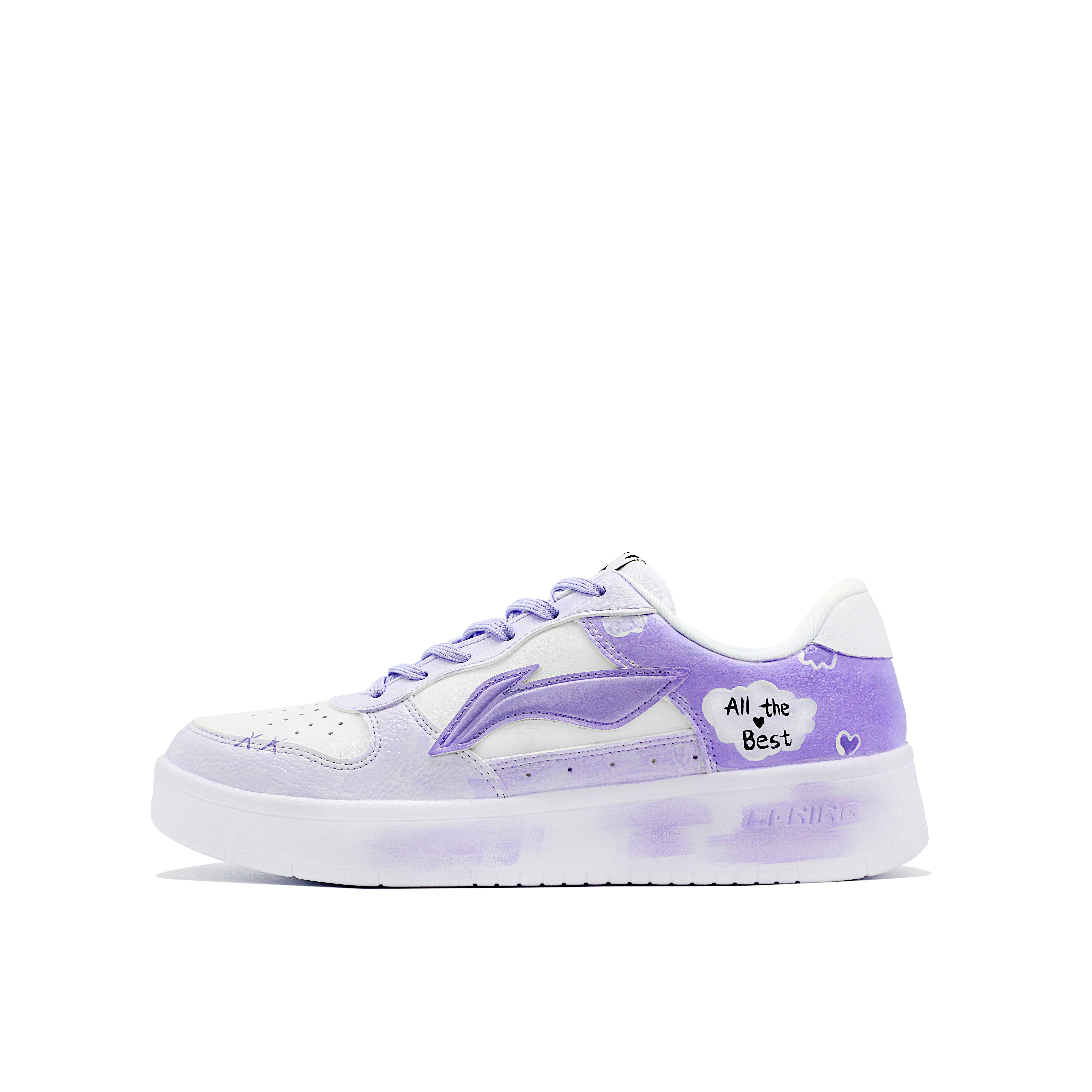 

LINING Кроссовки для скейтбординга Pontoon Boats с противоскользящим покрытием, износостойкие, низкие, мужские, белые, фиолетовые