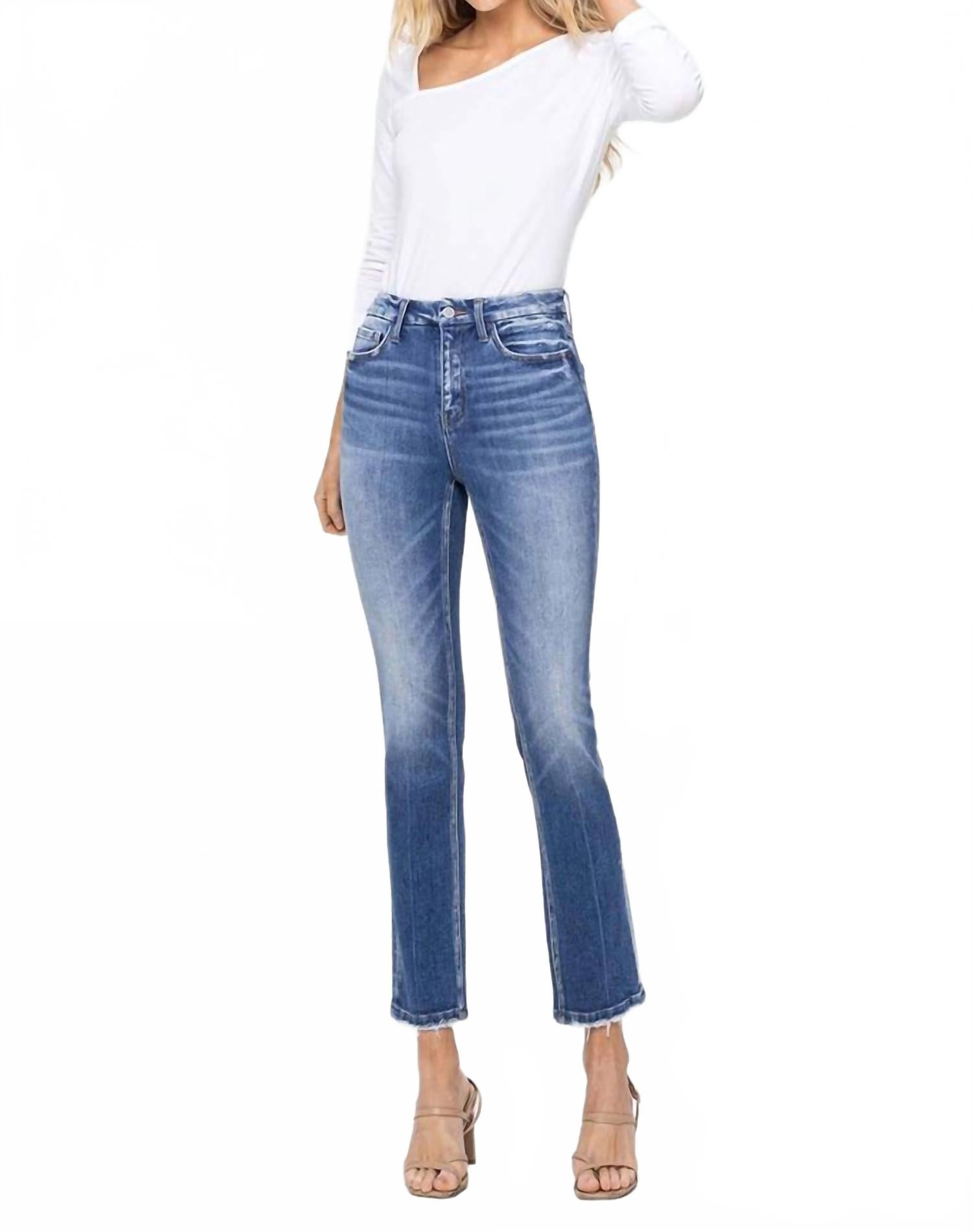 

Джинсы Rachel High Rise Slim Straight синего цвета FLYING MONKEY