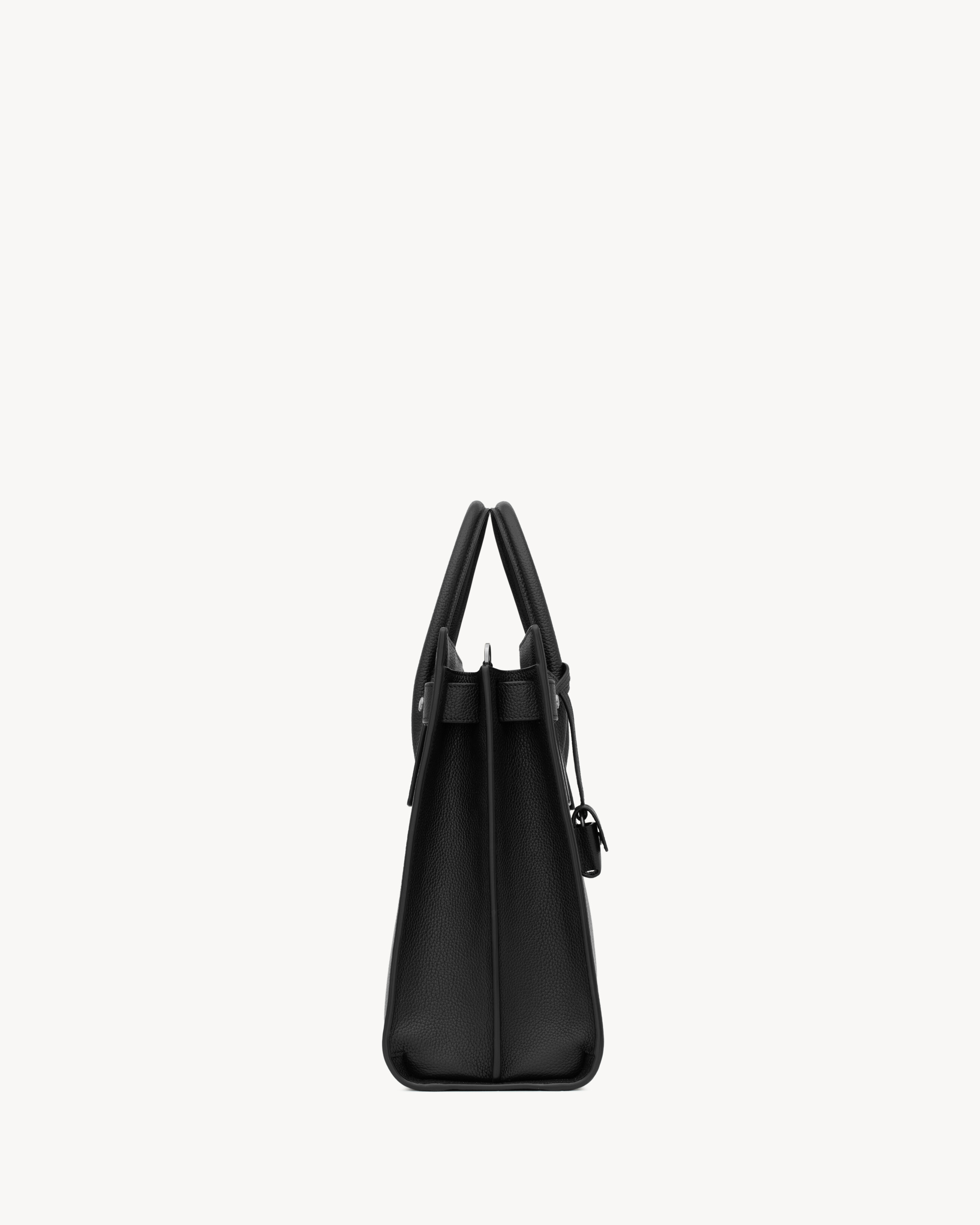 SAC DE JOUR тонкая большая из зернистой кожи SAINT LAURENT, черный — фото 3