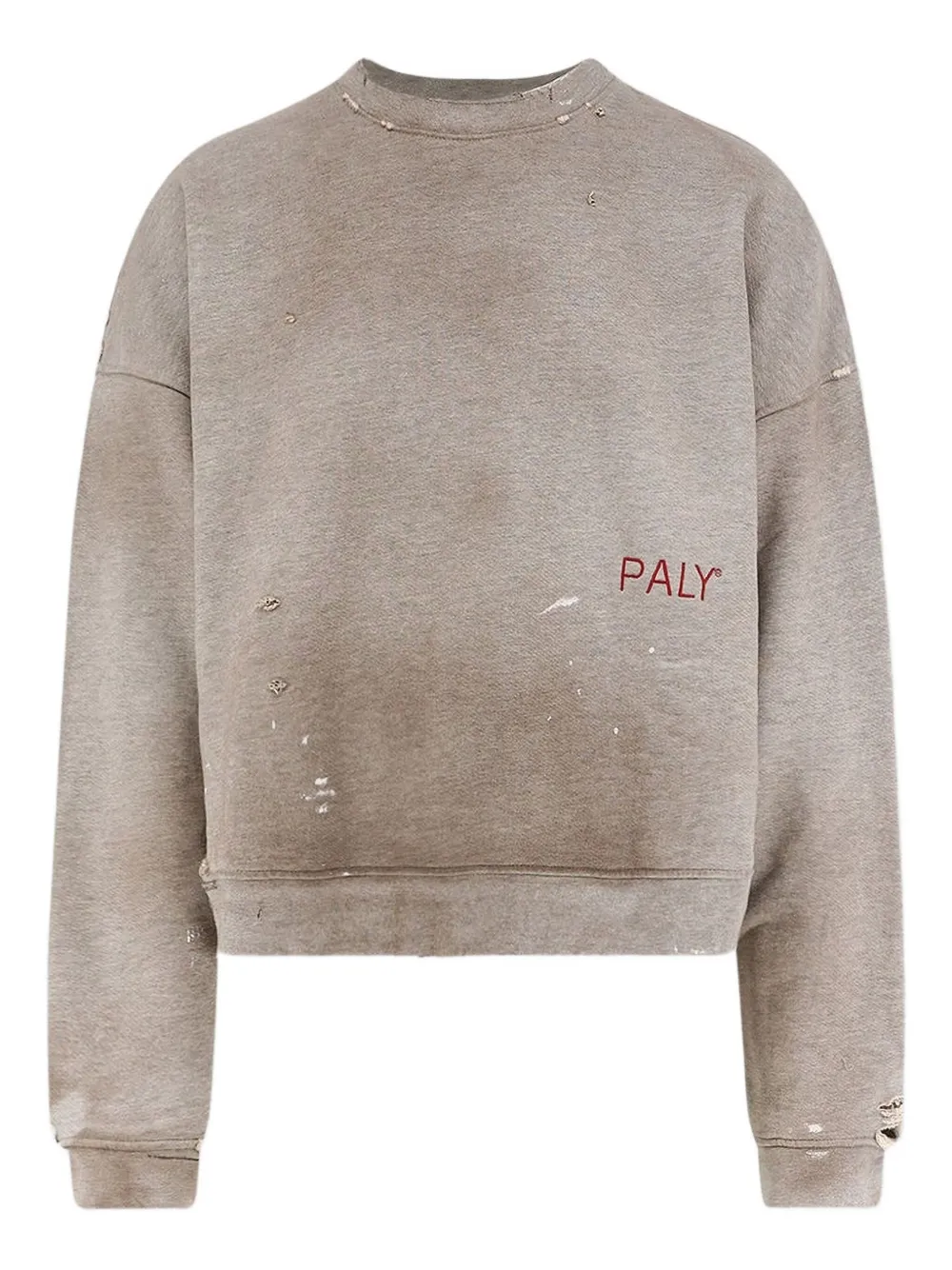 

Свитшот с эффектом поношенности и круглым вырезом Paly, серый