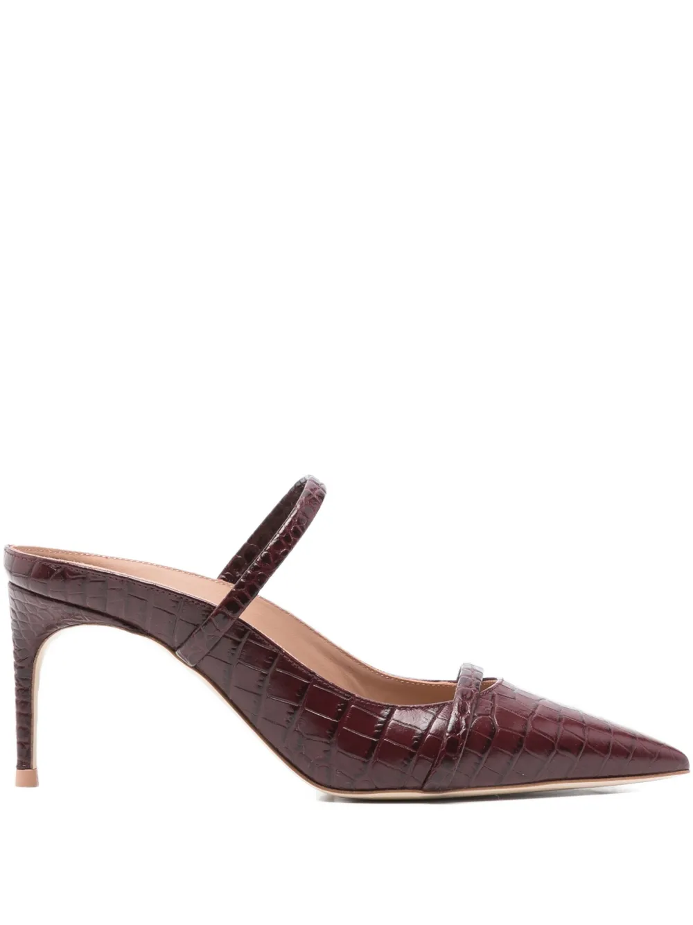 70-миллиметровые кожаные мюли с вышивкой под крокодила Malone Souliers, красный