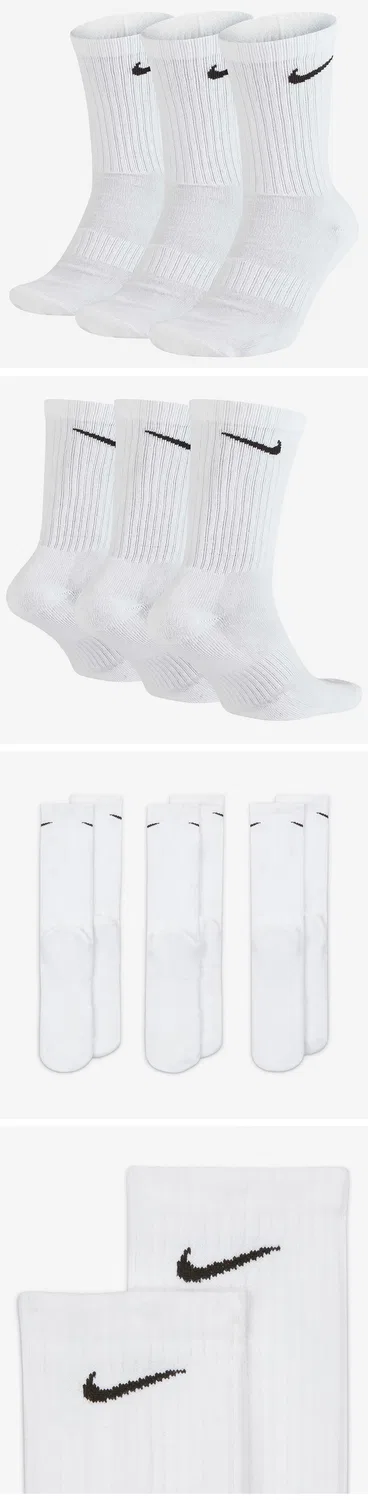 Женские тренировочные носки-получулки Everyday Cushion (3 пары) белые от Nike — фото 2