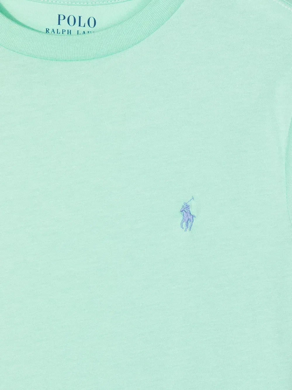 Футболка с вышитым логотипом POLO RALPH LAUREN KIDS, зеленый — фото 3