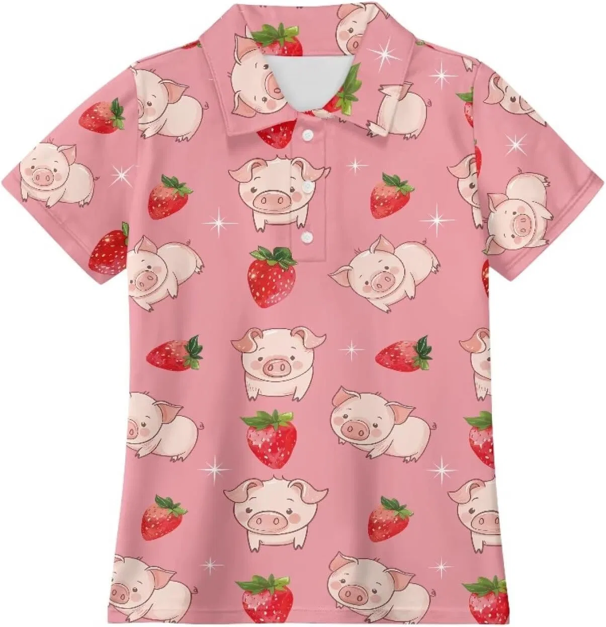 Детская поло с коротким рукавом, влагоотводящая, для гольфа и тенниса, Cndexd, Pig Strawberry — фото 4