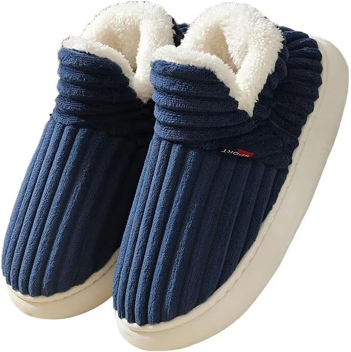 

Женские и мужские нескользящие теплые хлопковые туфли для дома и прогулок внутри помещения Zonkacen, темно-синий