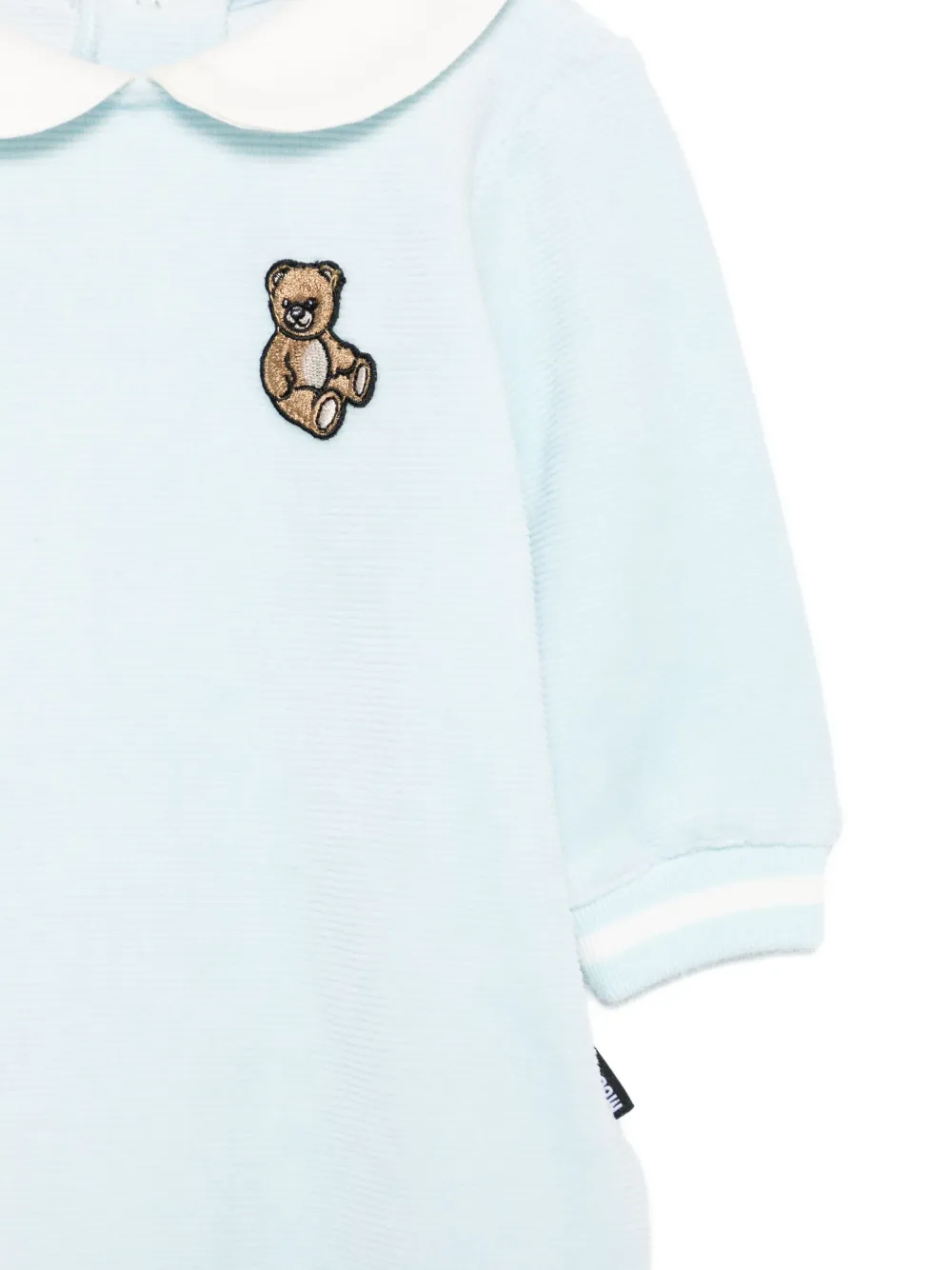 Комбинезон с воротником Питер Пэн и вышивкой Moschino Kids, синий — фото 2