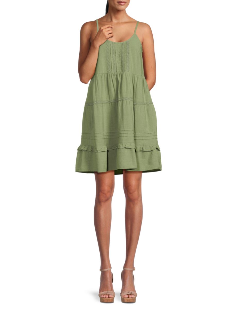 

Красивое многоярусное хлопковое мини-платье Vero Moda, цвет Hedge Green