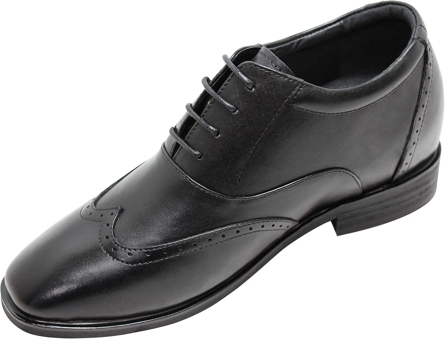 Туфли CALTO - G51123-3.2 Inch Taller - Height Increasing Lift Shoes (Black Lace-Up Wing Tip) — фото 4