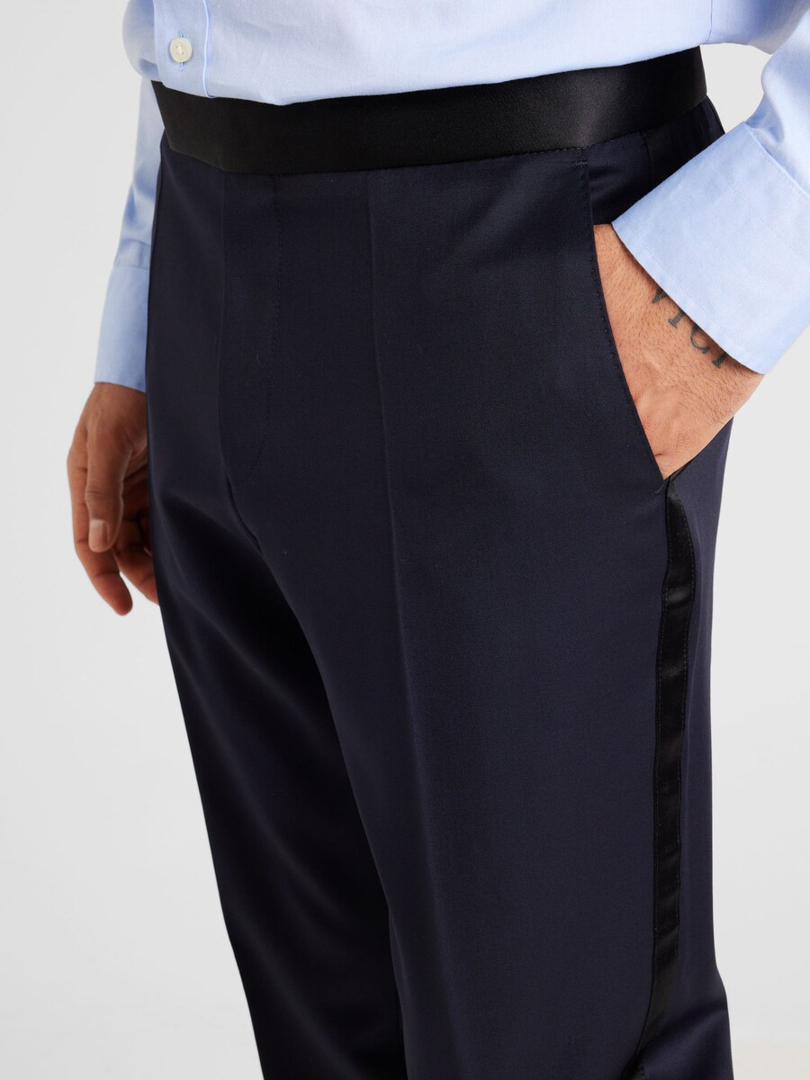 Костюмные брюки BOSS Slim fit Pleated Pants H-Genius, ночной синий — фото 3