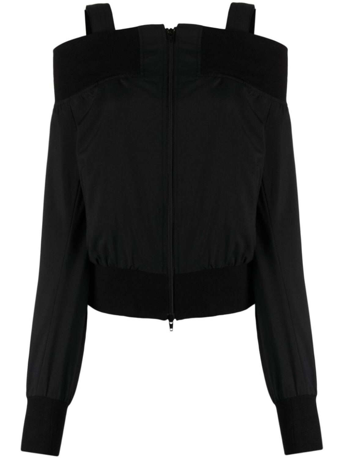 

Yohji Yamamoto off-shoulder zip-up wool jacket, черный