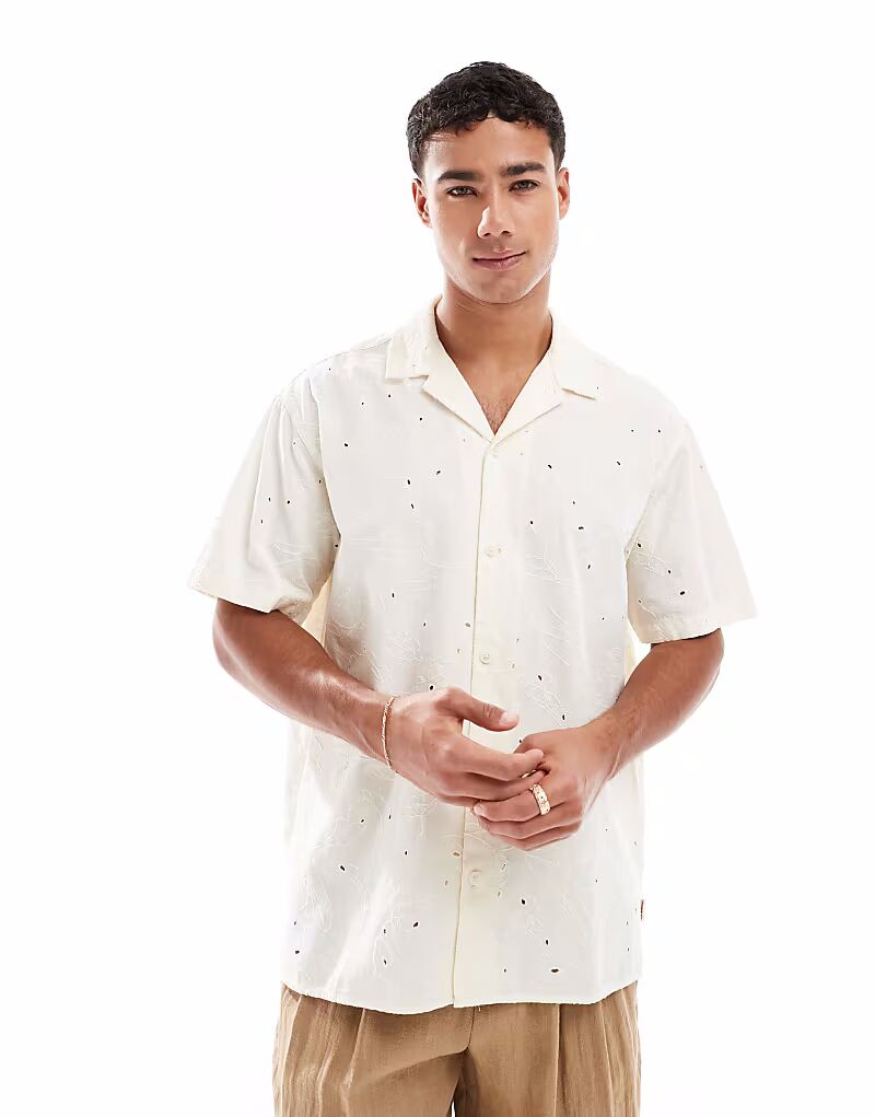 

Рубашка Jack & Jones oversize с вышивкой цвета экрю