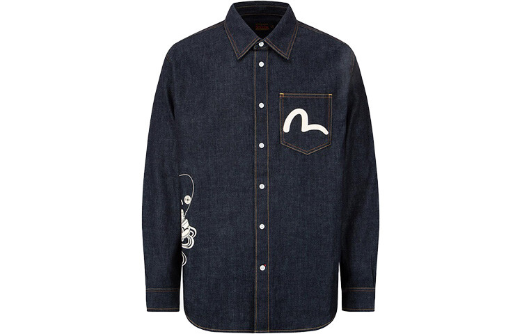 

Рубашка мужская джинсовая синяя Evisu, синий