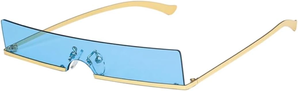 

Женские солнцезащитные очки без оправы, винтажные солнцезащитные очки, мужские и женские роскошные металлические ретро-панк солнцезащитные очки с защитой от УФ-излучения UV400 VVTWSSW, Gold Blue