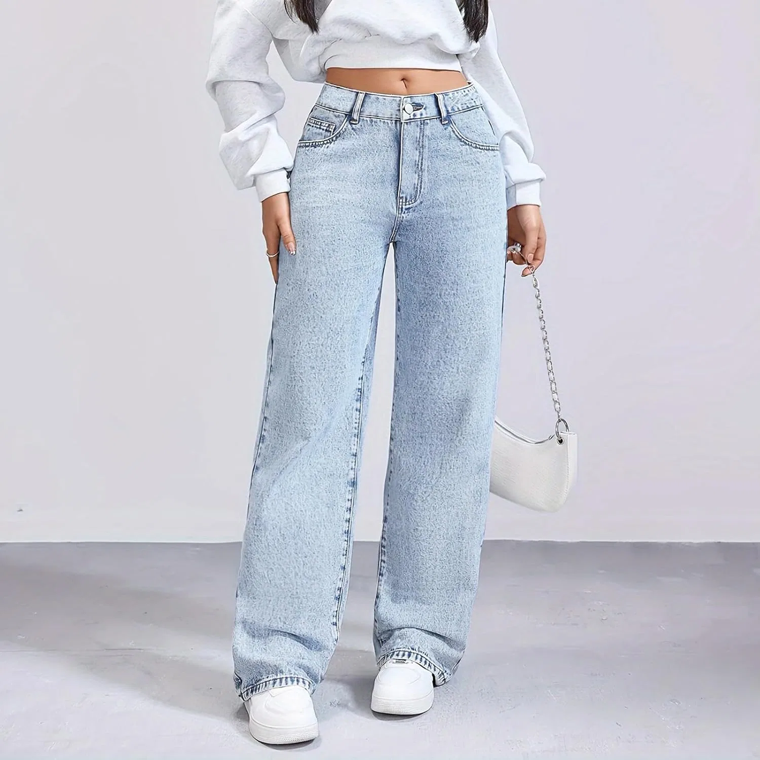 Джинсы свободные Womens Wide Leg, Sky Blue — фото 3