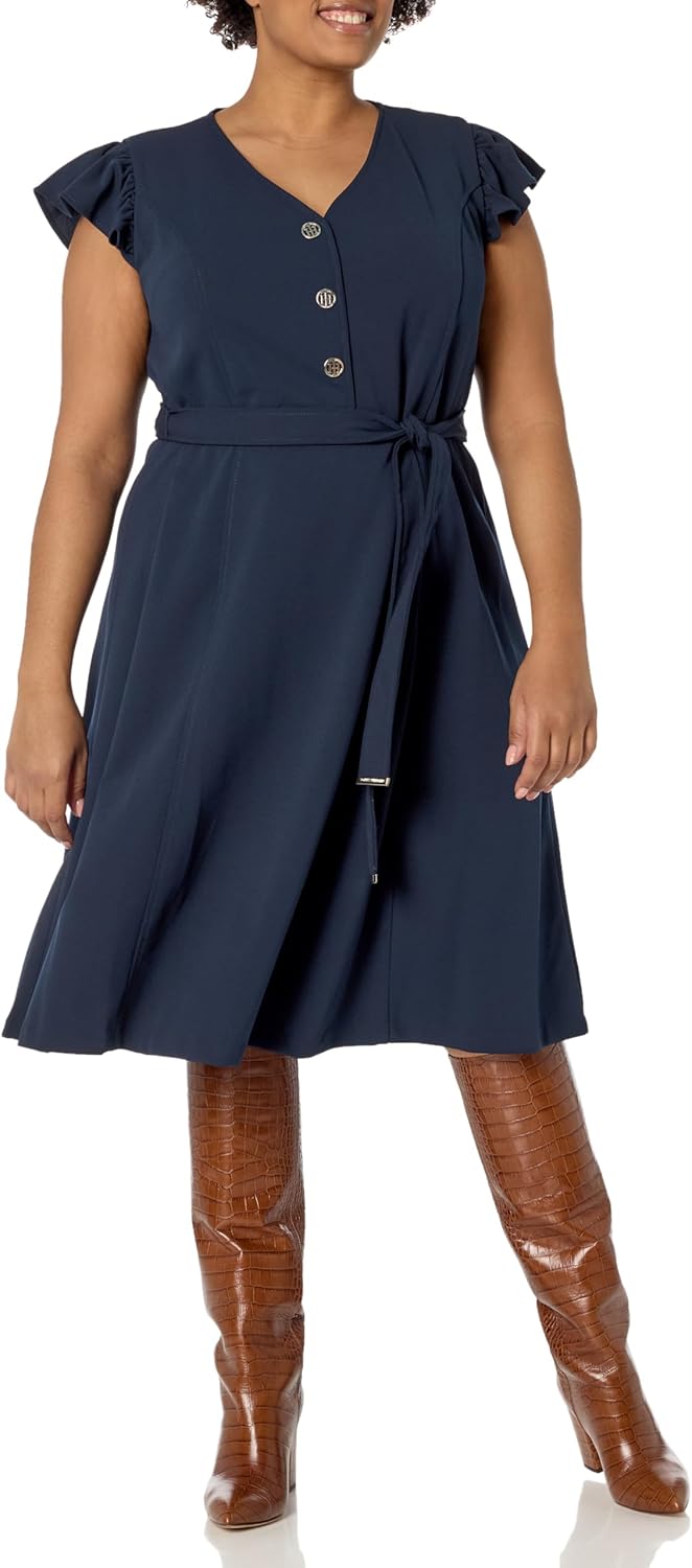 

Женское платье-рубашка с завязывающимся поясом от Tommy Hilfiger, Sky Captain