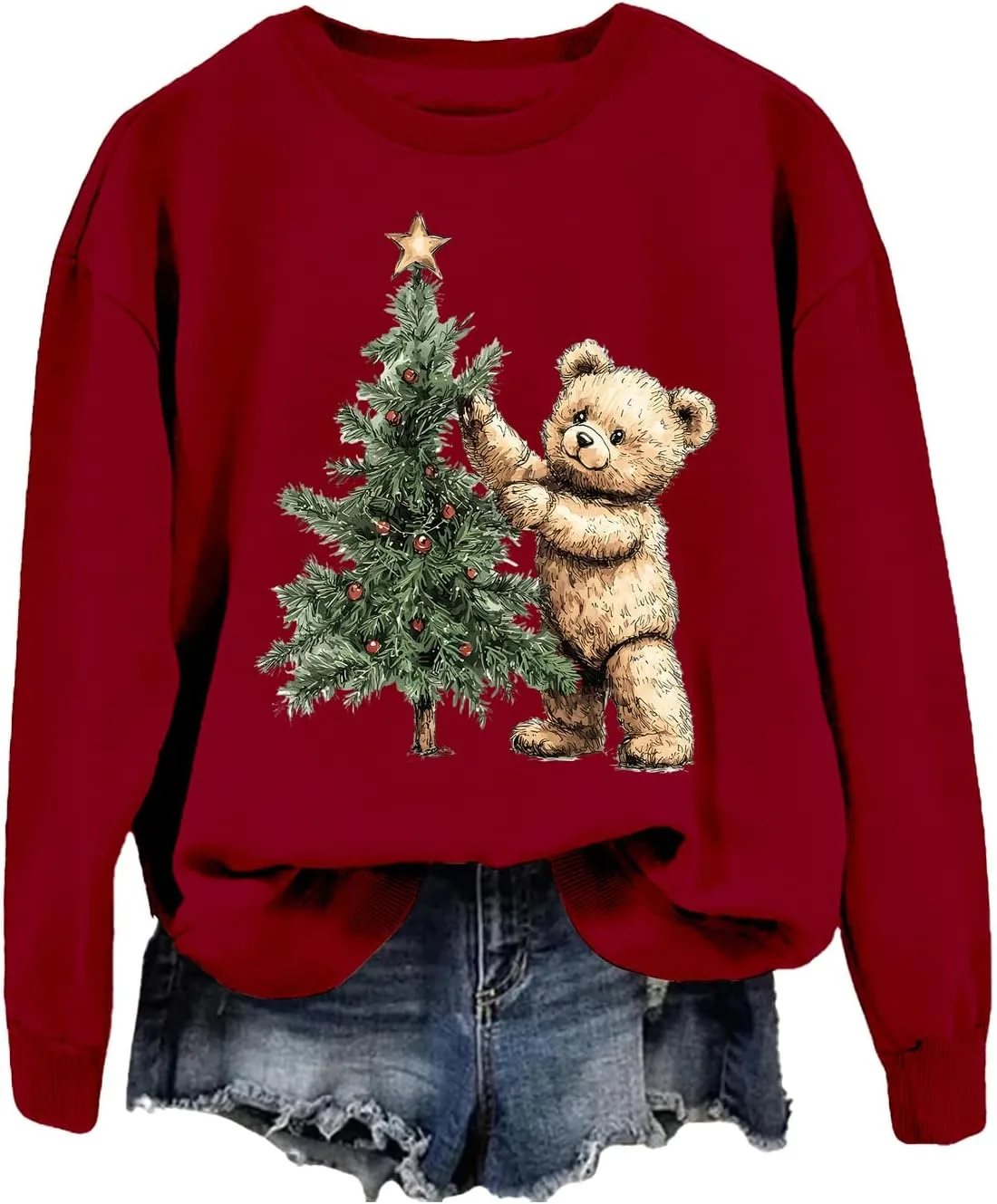 

Свитшот с рождественским медведем и ёлкой Yuisi Doxn