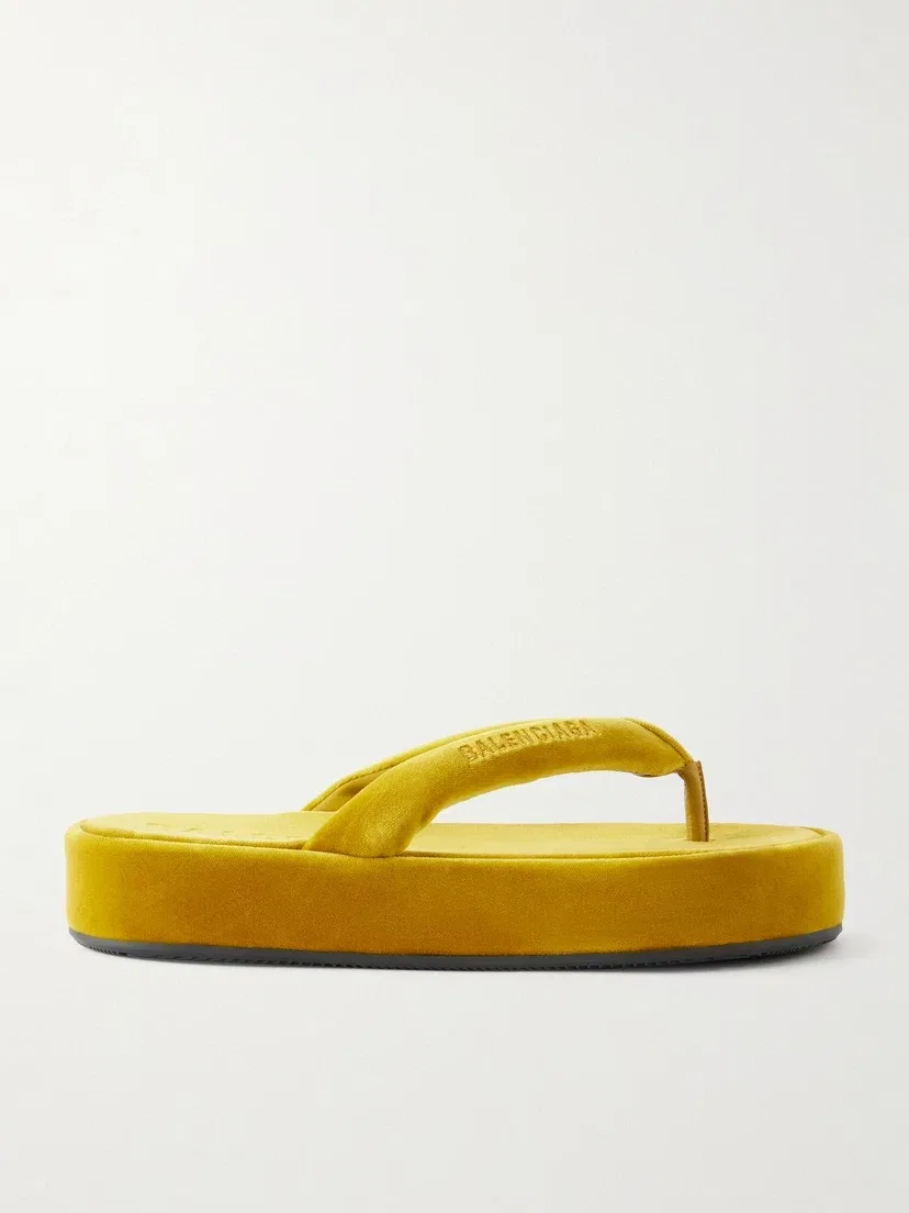 Jet Lag Thong бархатные сандалии BALENCIAGA, желтый