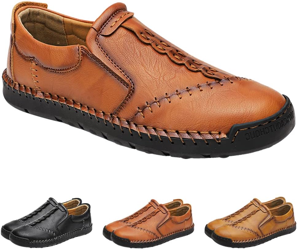 

Мужские кожаные лоферы для повседневной носки, прогулок и вождения, легкие, дышащие, с удобной посадкой Generic, темно-коричневый