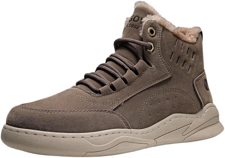 

Зимние мужские высокие спортивные кроссовки большого размера. Уютная и теплая внутренняя отделка. Приятная текстура поверхности обуви. Износостойкая и противоскользящая подошва Clolinde, Coffeeu2014add Cotton