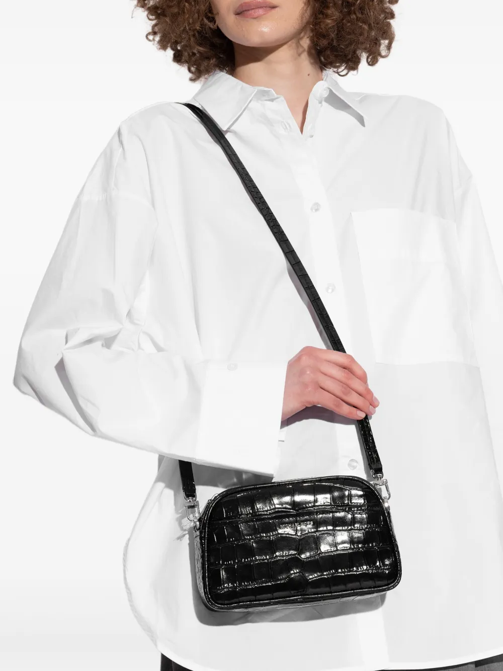 

Сумка через плечо с эффектом крокодиловой кожи Michael Michael Kors, черный