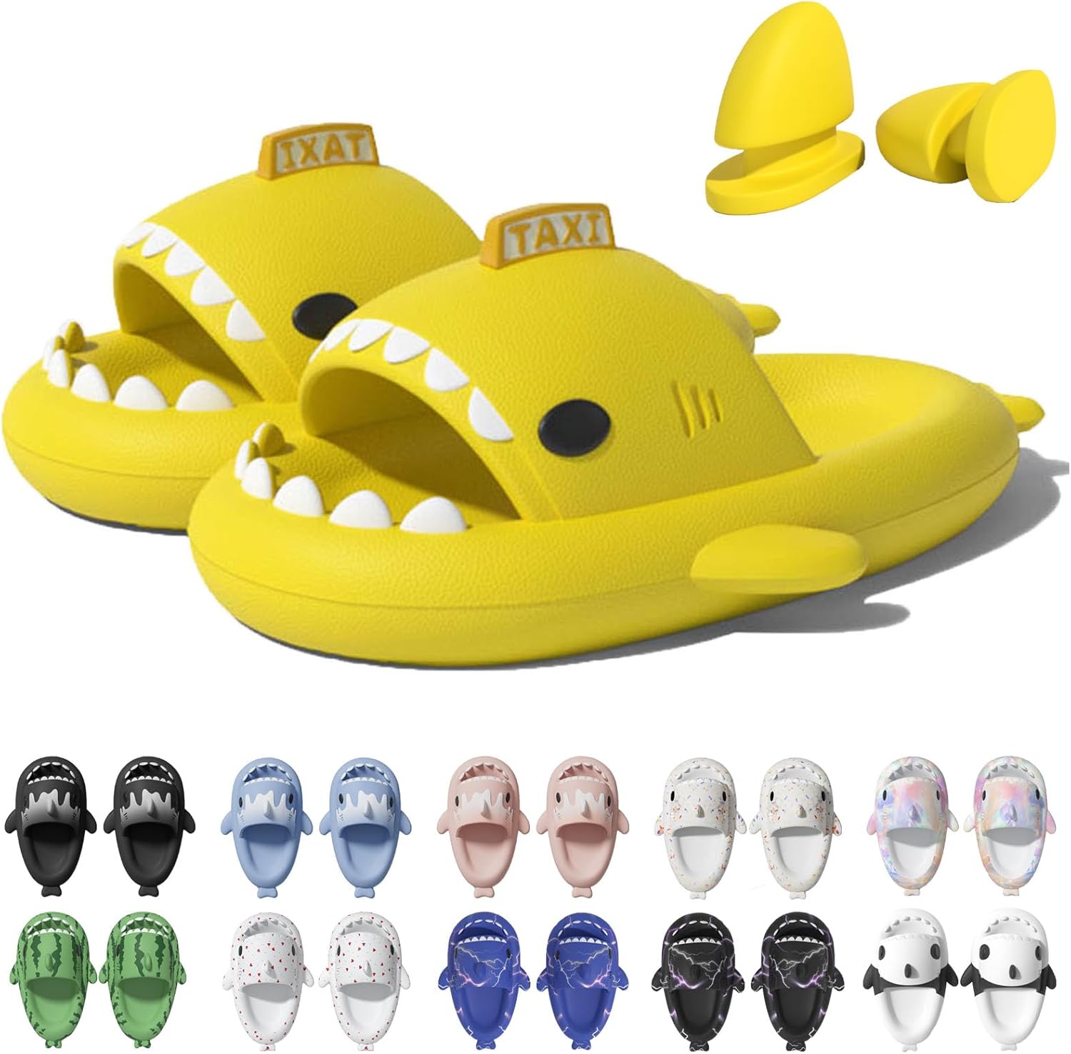 

Сланцы Jfxgjuv Ice Cream с акулой, сланцы с 3D забавными плавниками, унисекс сланцы с облаками и акулой, ЭВА сланцы с открытым носком для душа, бассейна, пляжа, желтый