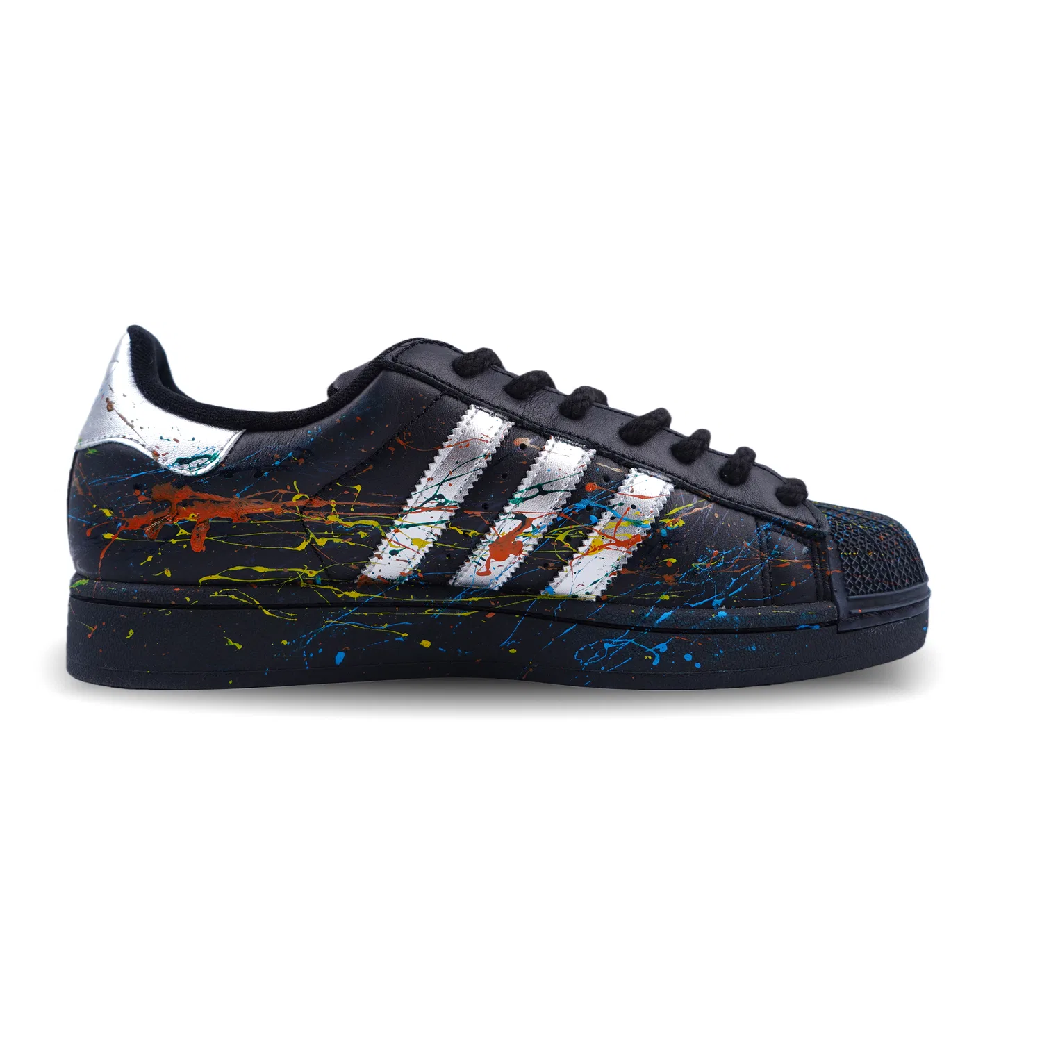 Детские кроссовки для скейтбординга с принтом Adidas Originals Superstar 2, Black Silver — фото 3