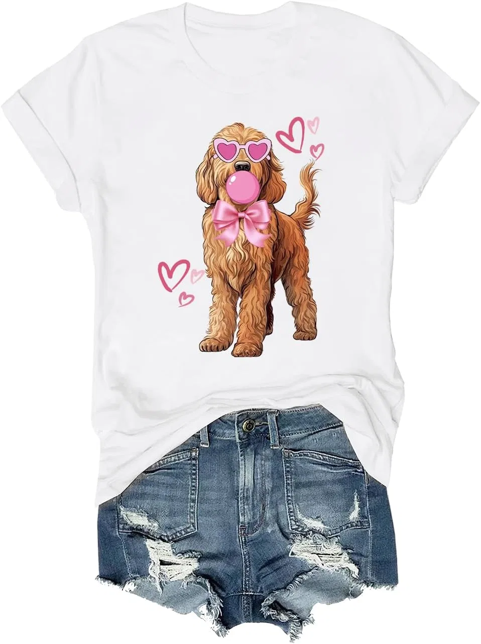 Женская футболка оверсайз с принтом Goldendoodle, White