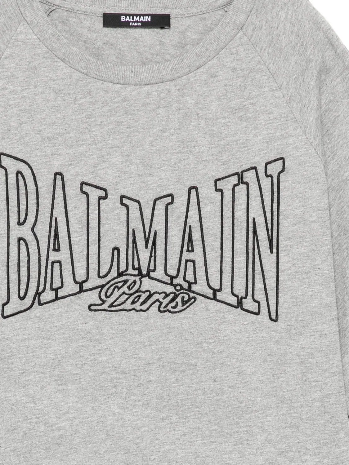 Футболка с рукавами реглан и вышитым логотипом Balmain Kids, серый — фото 3