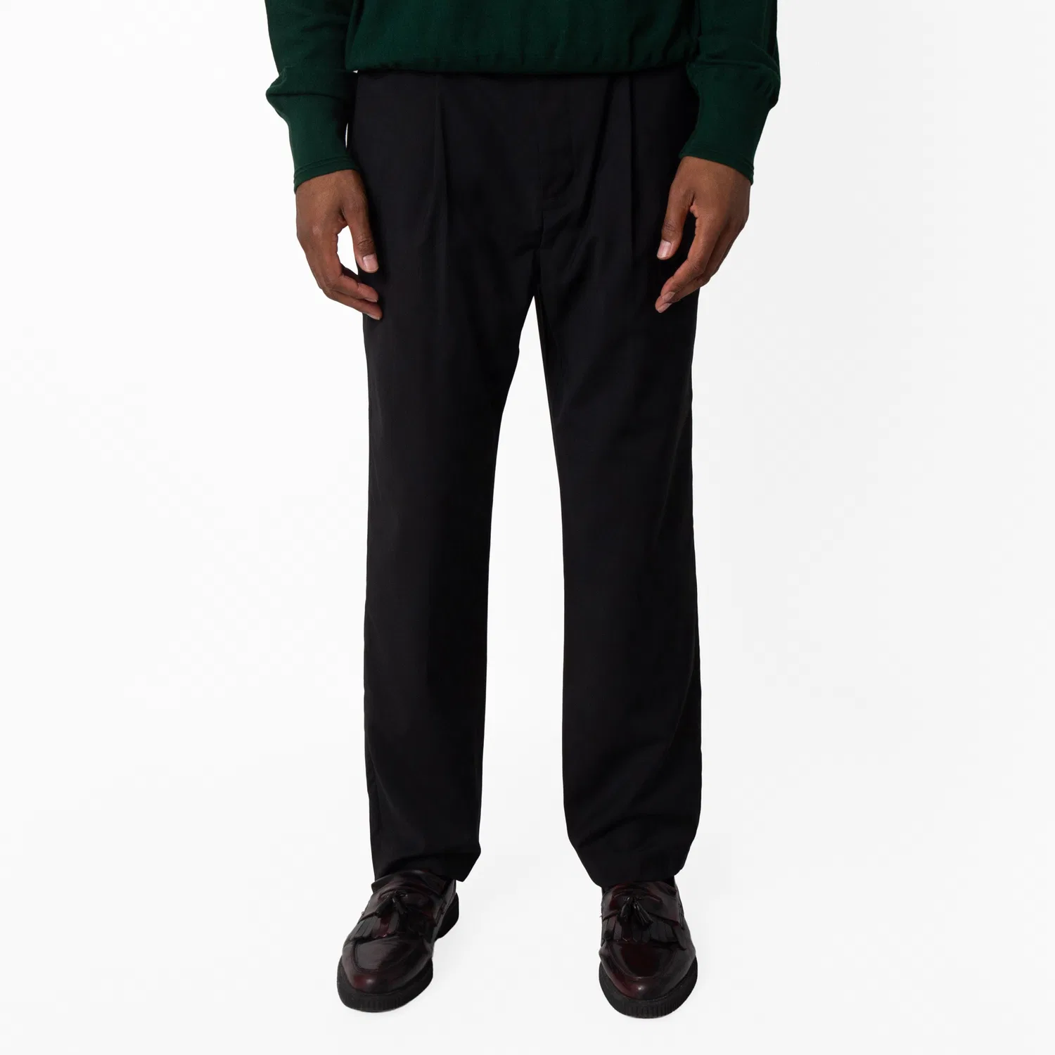 Брюки классические из шерсти Virgin Wool Pleated Trousers Emporio Armani, Black Beauty