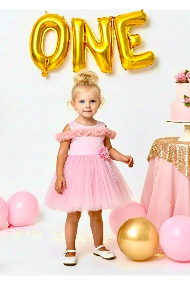 Детское платье для девочек с открытыми плечами Miaras Baby, Pink — фото 2