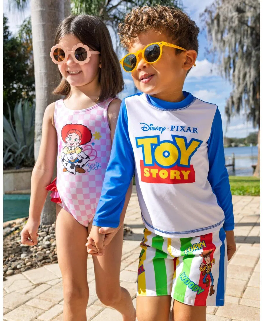 Комплект для плавания с рашгардом и плавками Toy Story Boys Mickey Mouse Swimwear 2-Piece Rash Guard and Swim Trunks Set Toy Story Blue Stripe — фото 3