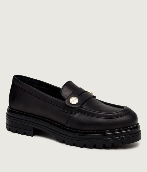 Детские лоферы из кожи модель Loafer di pelle Elisabetta Franchi, черный
