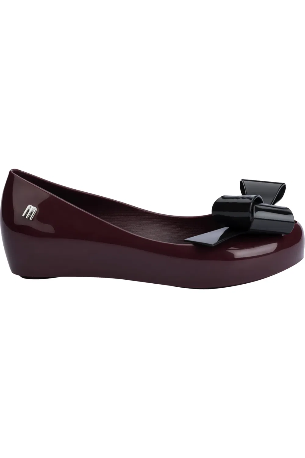 Детские туфли балетки с бантом из ароматизированного ПВХ Ultragirl Classic Mini Melissa, бордовый/черный — фото 3