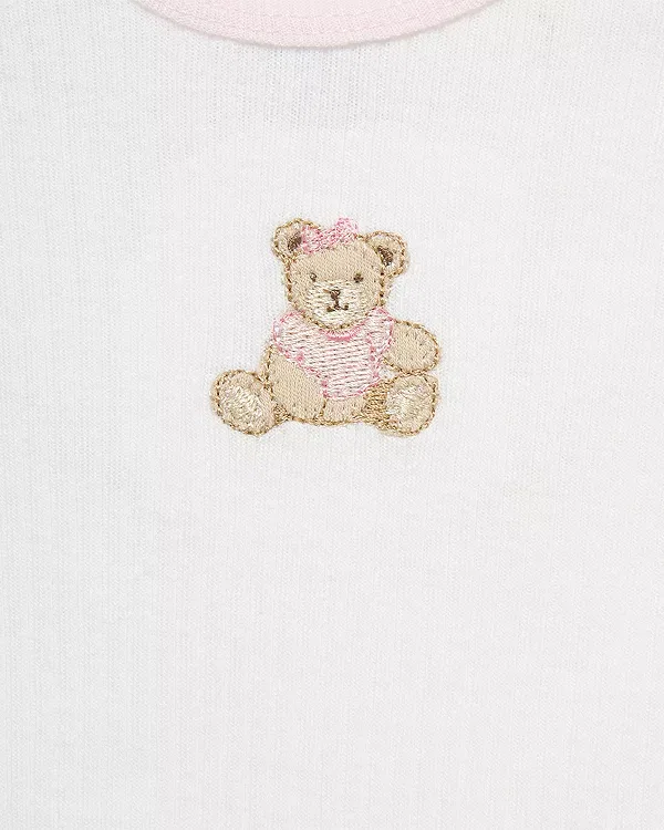 Детский комплект для девочек с медведями Bears Bodysuit Pant Set Little Me, розовый — фото 3