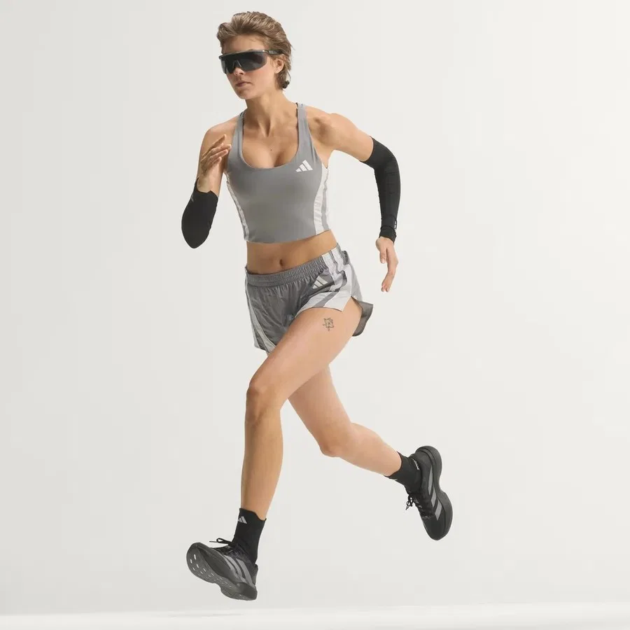 Женская спортивная топ-футболка с длинным рукавом Adizero Archive Running Crop Top adidas, Серый