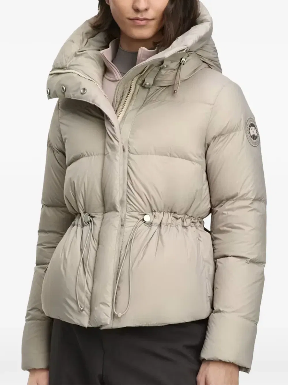 Куртка с капюшоном, кулиской на талии и завязками Монтгомери Canada Goose, бежевый — фото 2