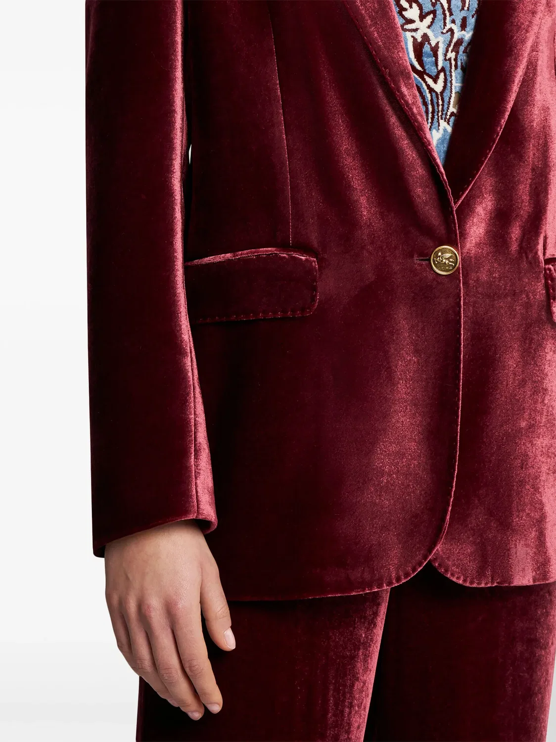 Однобортный бархатный пиджак ETRO, красный — фото 4