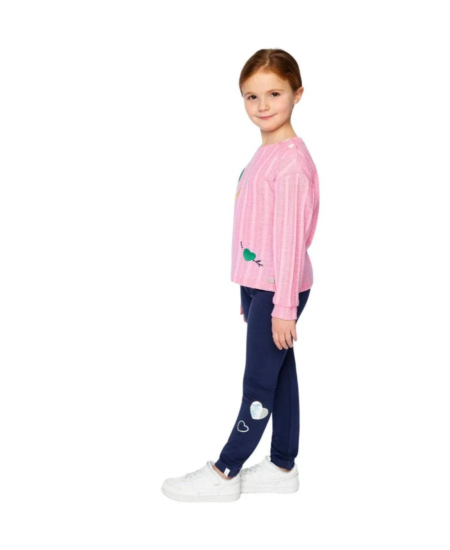 Леггинсы хлопковые с блестящими сердечками Ivy Kids Deux par Deux, Dark Blue — фото 3