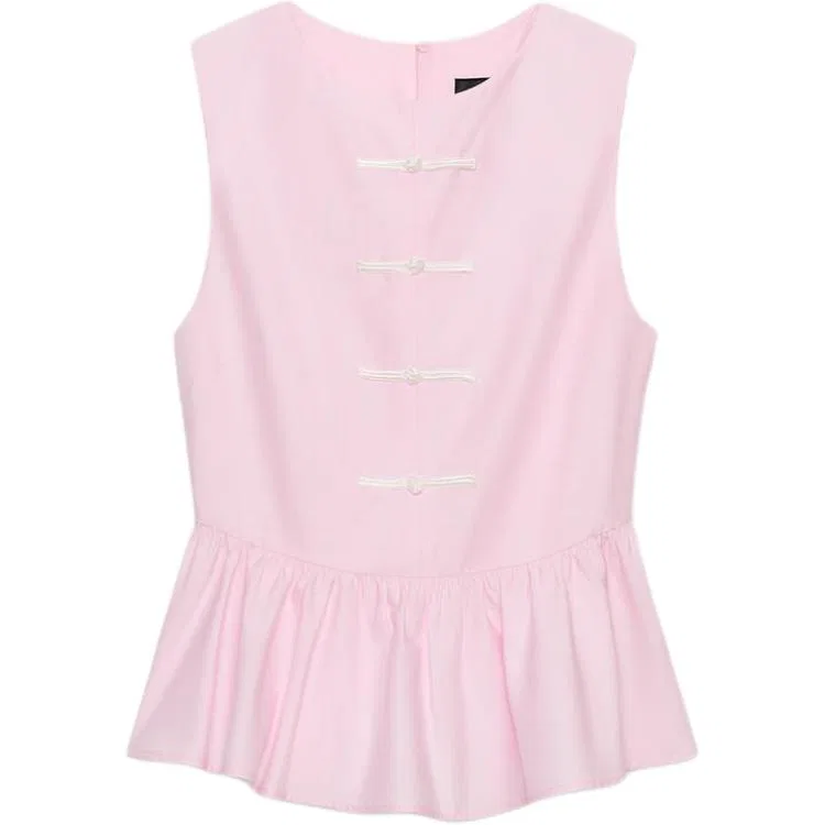 Женский топ без рукавов с круглым вырезом Pink ZARA, Pink