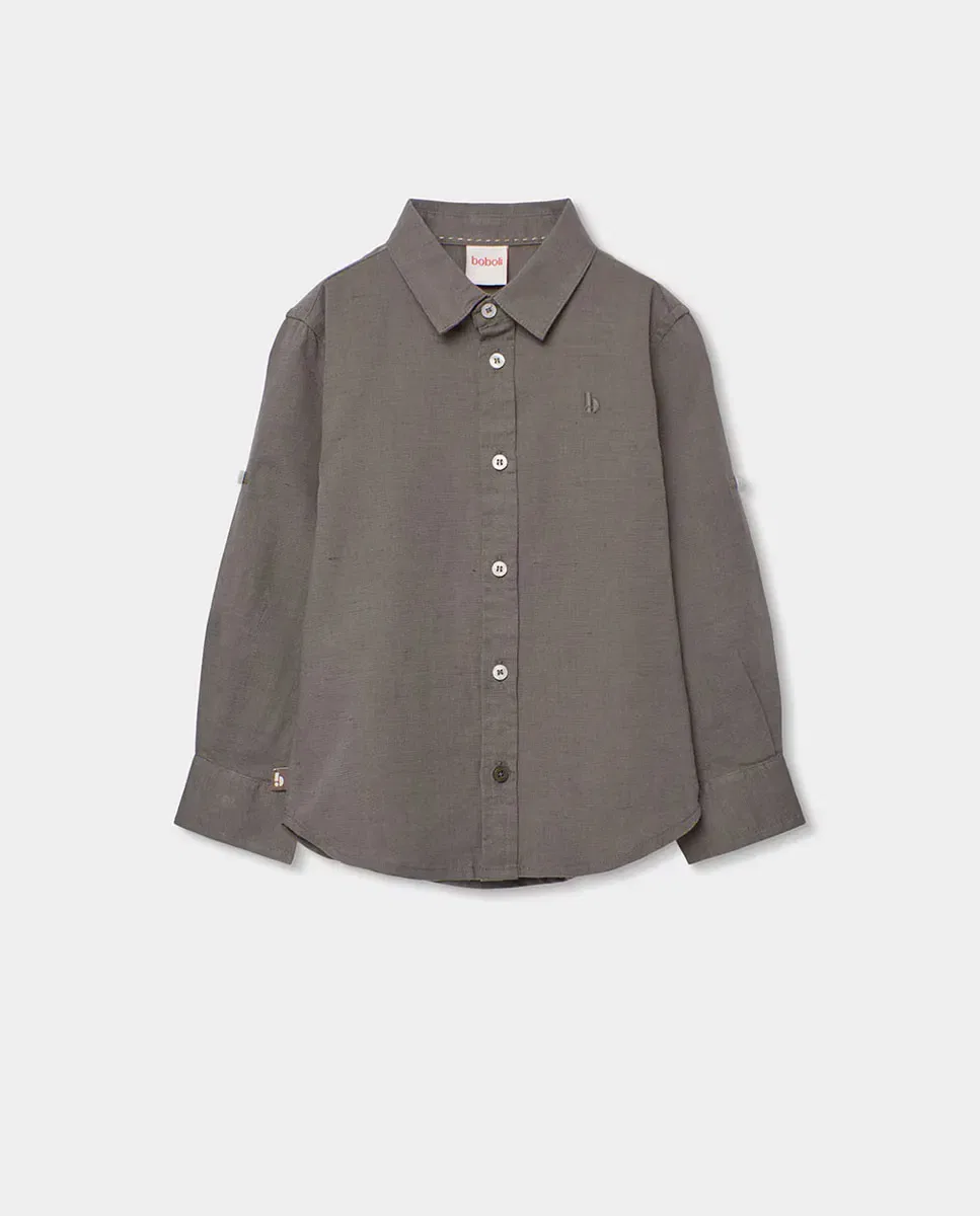 Детская рубашка для мальчиков льняная Boboli, Gris